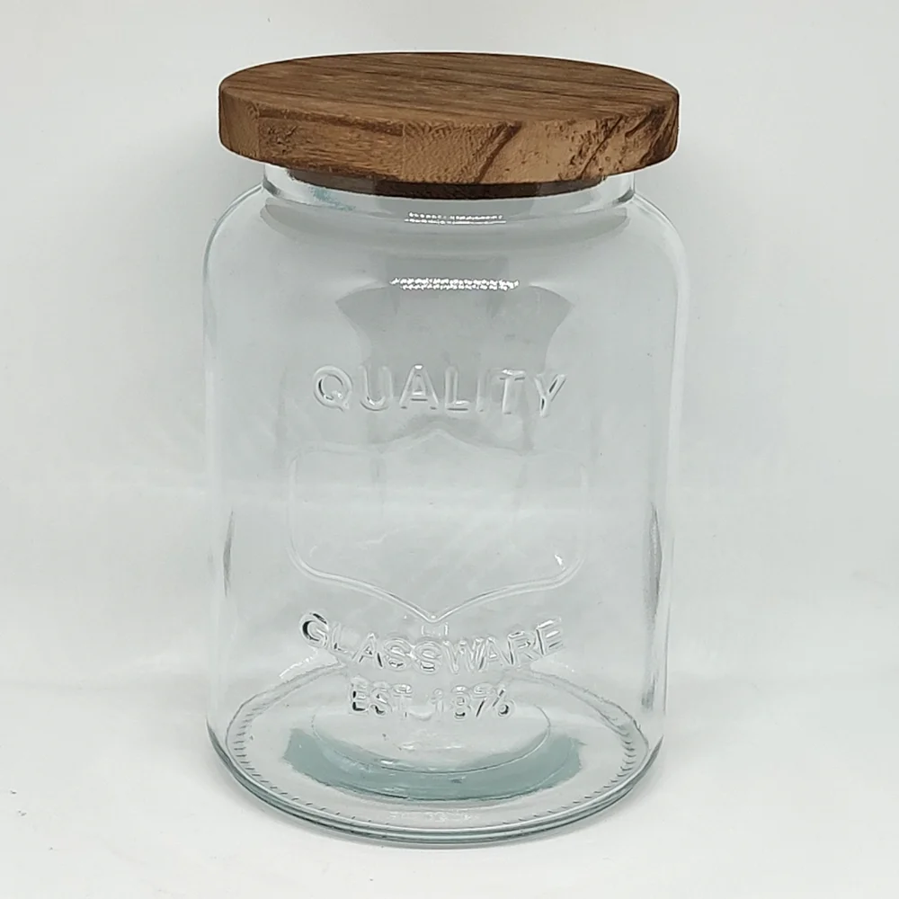 New Glass Jar with Wood Lid Kitchen Container Storage and Organization ~ 7